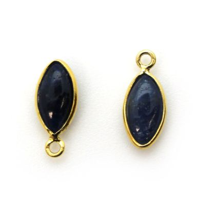 Wholesale Bezel Charm Pendant - Gold Plated Sterling Silver Charm - Natural  Blue Sapphire -Tiny Marquise Shape -6x13mm