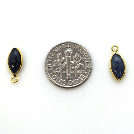Wholesale Bezel Charm Pendant - Gold Plated Sterling Silver Charm - Natural  Blue Sapphire -Tiny Marquise Shape -6x13mm