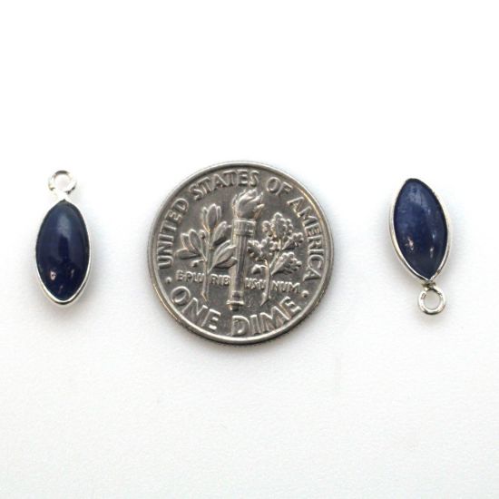 Wholesale Bezel Charm Pendant - Sterling Silver Charm - Natural  Blue Sapphire -Tiny Marquise Shape -6x13mm