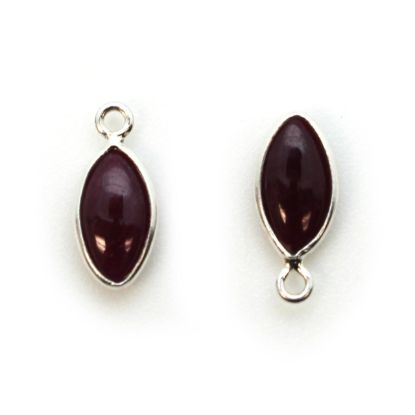 Wholesale Bezel Charm Pendant - Sterling Silver Charm - Natural Ruby -Tiny Marquise Shape -6x13mm