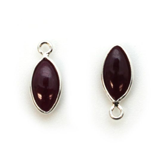 Wholesale Bezel Charm Pendant - Sterling Silver Charm - Natural Ruby -Tiny Marquise Shape -6x13mm