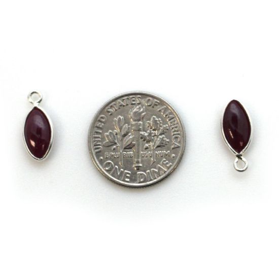 Wholesale Bezel Charm Pendant - Sterling Silver Charm - Natural Ruby -Tiny Marquise Shape -6x13mm