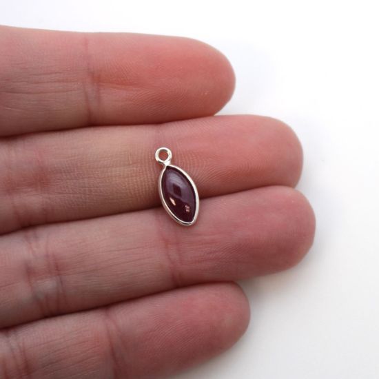Wholesale Bezel Charm Pendant - Sterling Silver Charm - Natural Ruby -Tiny Marquise Shape -6x13mm