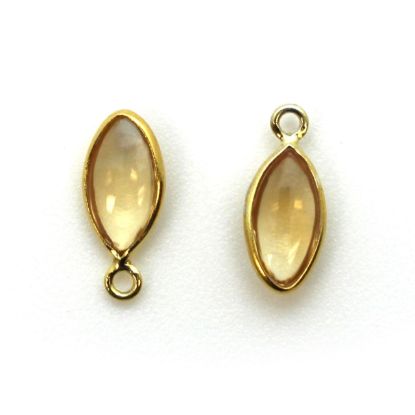Wholesale Bezel Charm Pendant - Gold Plated Sterling Silver Charm - Natural Citrine -Tiny Marquise Shape -6x13mm