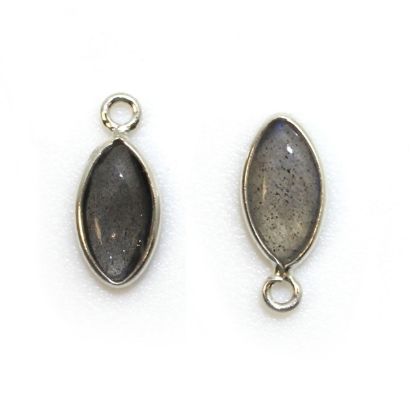 Wholesale Bezel Charm Pendant - Sterling Silver Charm - Natural Labradorite -Tiny Marquise Shape -6x13mm