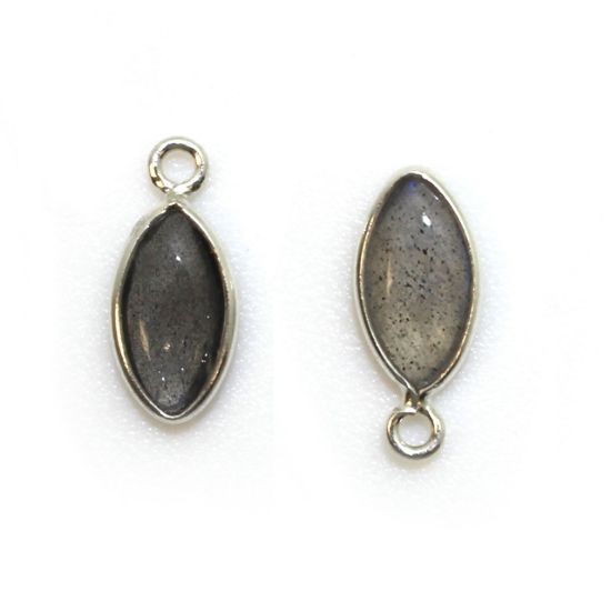 Wholesale Bezel Charm Pendant - Sterling Silver Charm - Natural Labradorite -Tiny Marquise Shape -6x13mm