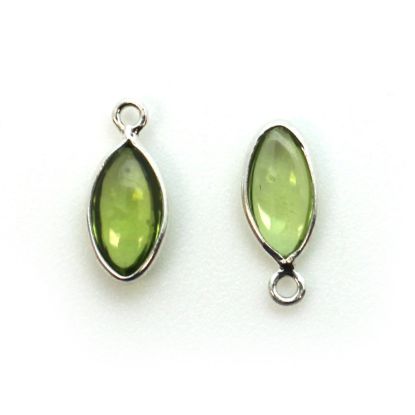 Wholesale Bezel Charm Pendant - Sterling Silver Charm - Peridot -Tiny Marquise Shape -6x13mm