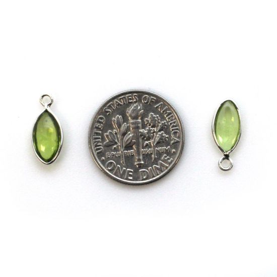 Wholesale Bezel Charm Pendant - Sterling Silver Charm - Peridot -Tiny Marquise Shape -6x13mm