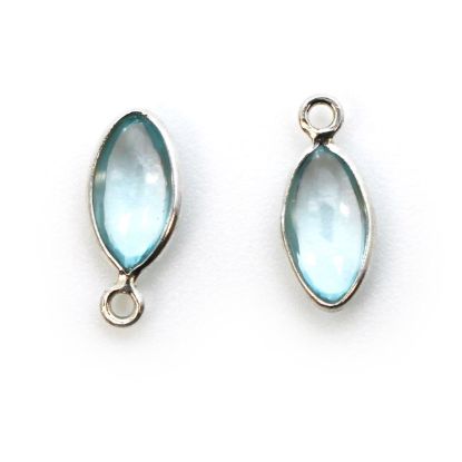 Wholesale Bezel Charm Pendant - Sterling Silver Charm - Sky Blue Topaz -Tiny Marquise Shape -6x13mm