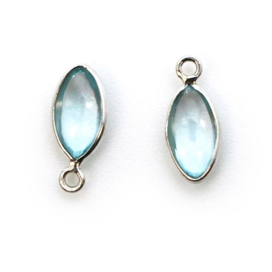 Wholesale Bezel Charm Pendant - Sterling Silver Charm - Sky Blue Topaz -Tiny Marquise Shape -6x13mm