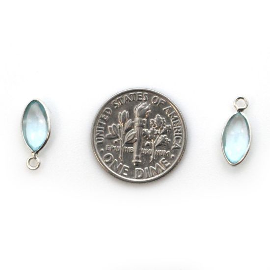 Wholesale Bezel Charm Pendant - Sterling Silver Charm - Sky Blue Topaz -Tiny Marquise Shape -6x13mm