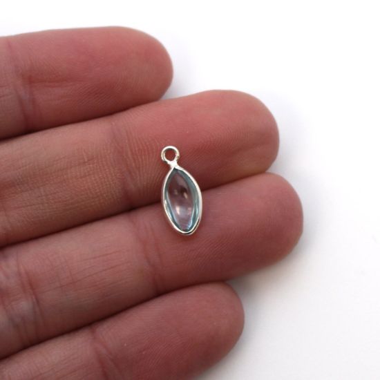 Wholesale Bezel Charm Pendant - Sterling Silver Charm - Sky Blue Topaz -Tiny Marquise Shape -6x13mm