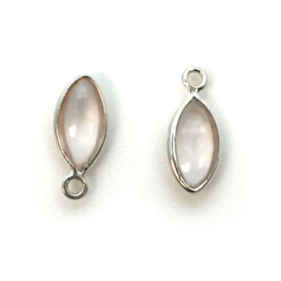 Wholesale Bezel Charm Pendant - Sterling Silver Charm - Natural Rose Quartz -Tiny Marquise Shape -6x13mm