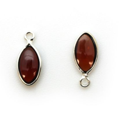 Wholesale Bezel Charm Pendant - Sterling Silver Charm - Natural Garnet -Tiny Marquise Shape -6x13mm