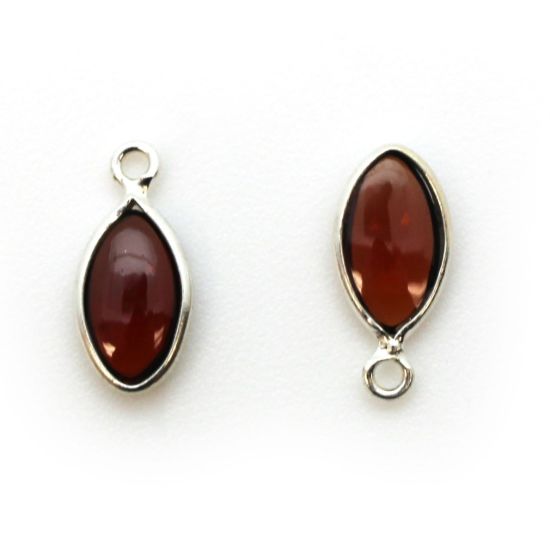 Wholesale Bezel Charm Pendant - Sterling Silver Charm - Natural Garnet -Tiny Marquise Shape -6x13mm