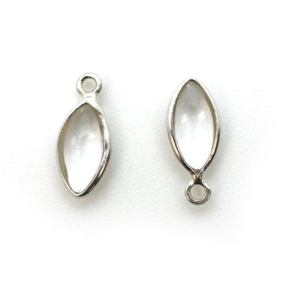 Wholesale Bezel Charm Pendant - Sterling Silver Charm - Natural Crystal -Tiny Marquise Shape -6x13mm