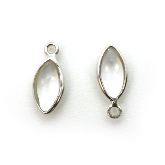 Wholesale Bezel Charm Pendant - Sterling Silver Charm - Natural Crystal -Tiny Marquise Shape -6x13mm