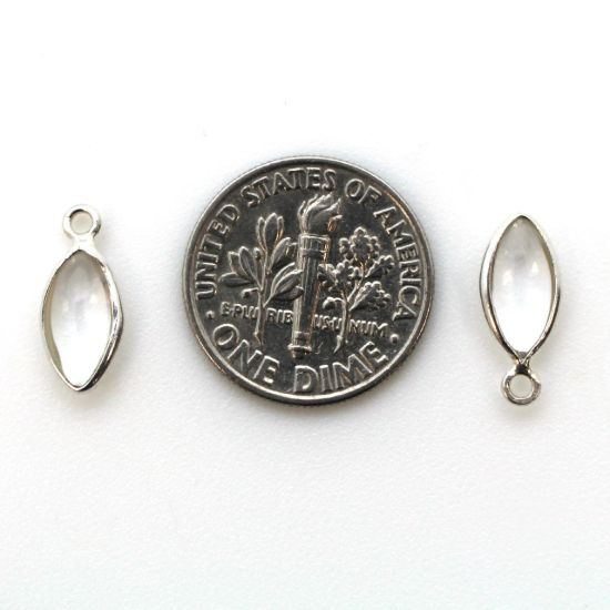 Wholesale Bezel Charm Pendant - Sterling Silver Charm - Natural Crystal -Tiny Marquise Shape -6x13mm
