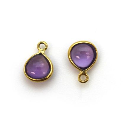 Wholesale Bezel Charm Pendant - Gold Plated Sterling Silver Charm - Natural  Amethyst -Tiny Heart Shape -7mm
