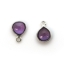 Wholesale Bezel Charm Pendant -  Sterling Silver Charm - Natural  Amethyst -Tiny Heart Shape -7mm