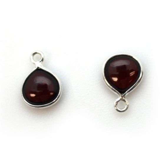 Wholesale Bezel Charm Pendant - Sterling Silver Charm - Natural  Garnet -Tiny Heart Shape -7mm