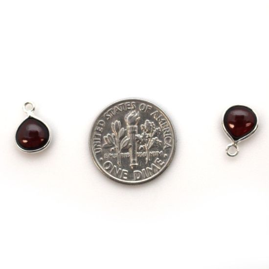 Wholesale Bezel Charm Pendant - Sterling Silver Charm - Natural  Garnet -Tiny Heart Shape -7mm