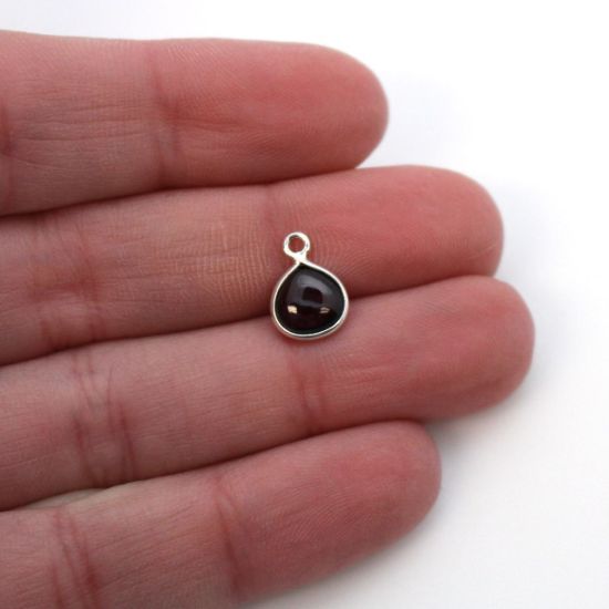 Wholesale Bezel Charm Pendant - Sterling Silver Charm - Natural  Garnet -Tiny Heart Shape -7mm