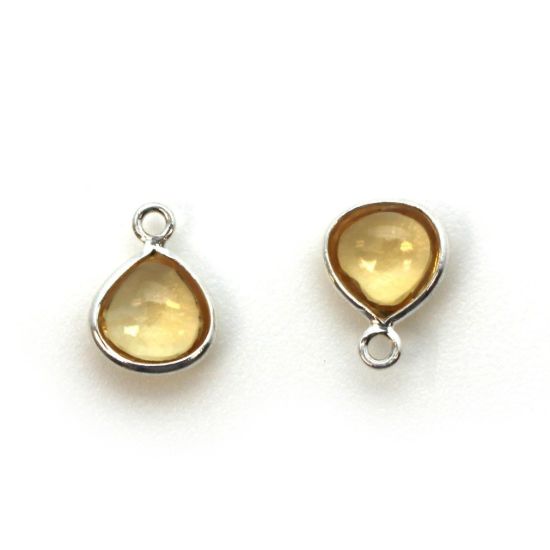 Wholesale Bezel Charm Pendant - Sterling Silver Charm - Natural  Citrine -Tiny Heart Shape -7mm