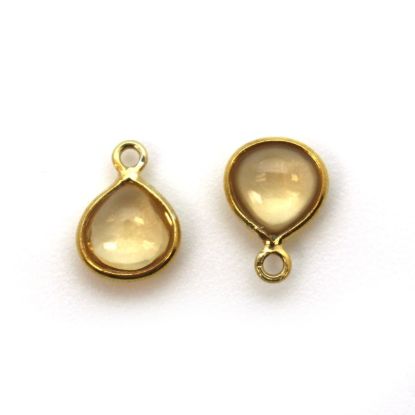 Wholesale Bezel Charm Pendant - Gold Plated Sterling Silver Charm - Natural  Citrine -Tiny Heart Shape -7mm