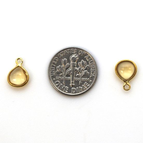 Wholesale Bezel Charm Pendant - Gold Plated Sterling Silver Charm - Natural  Citrine -Tiny Heart Shape -7mm