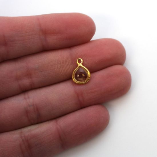Wholesale Bezel Charm Pendant - Gold Plated Sterling Silver Charm - Natural  Citrine -Tiny Heart Shape -7mm