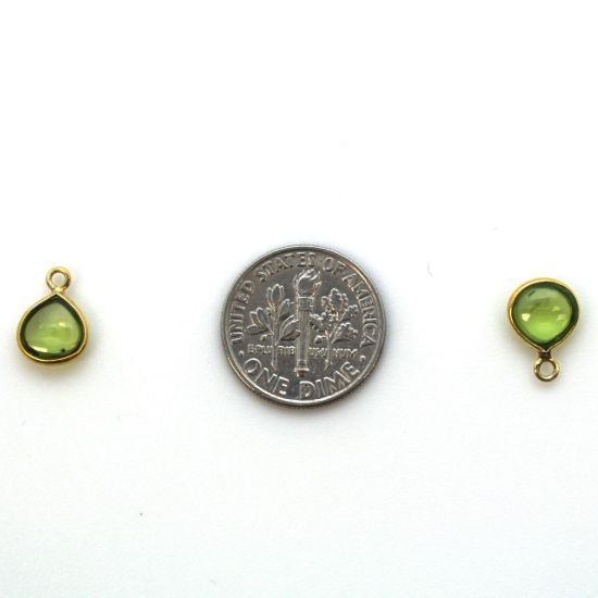 Wholesale Bezel Charm Pendant - Gold Plated Sterling Silver Charm - Natural  Peridot -Tiny Heart Shape -7mm
