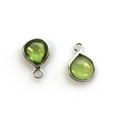 Wholesale Bezel Charm Pendant - Sterling Silver Charm - Natural  Peridot -Tiny Heart Shape -7mm