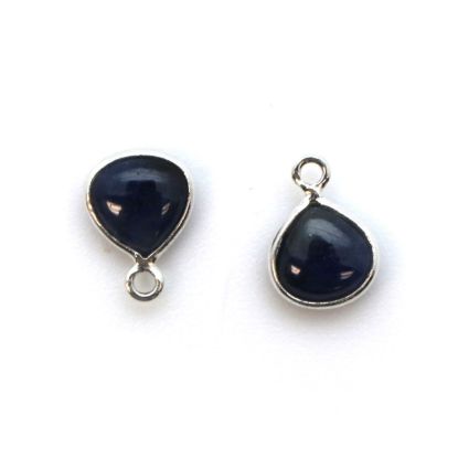Wholesale Bezel Charm Pendant - Sterling Silver Charm - Natural Blue Sapphire -Tiny Heart Shape -7mm