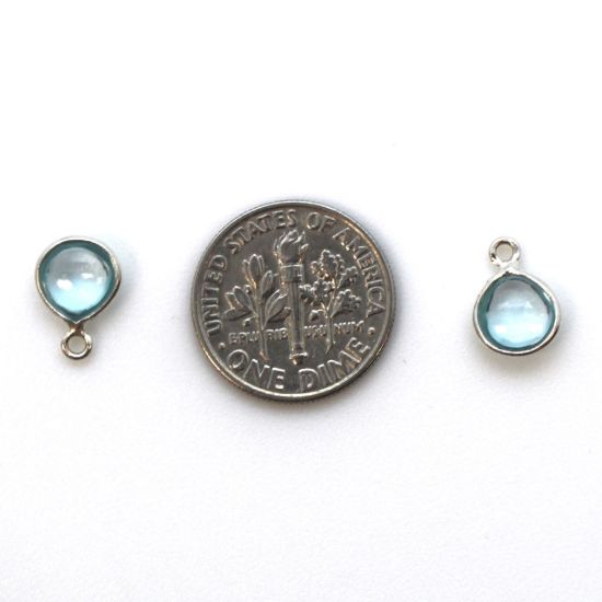 Wholesale Bezel Charm Pendant -Sterling Silver Charm - Natural Sky Blue Topaz -Tiny Heart Shape -7mm