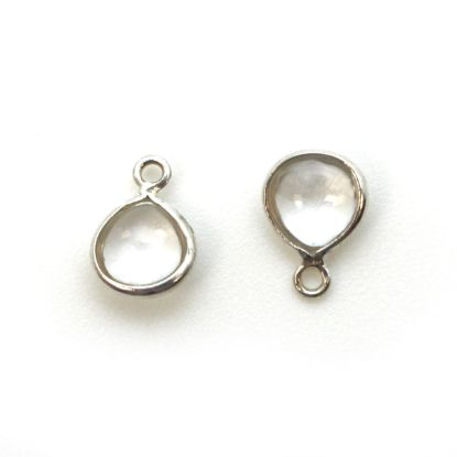 Wholesale Bezel Charm Pendant -Sterling Silver Charm - Natural Crystal -Tiny Heart Shape -7mm