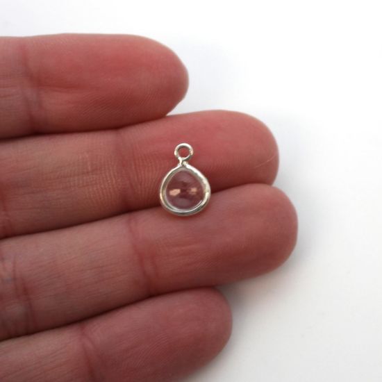 Wholesale Bezel Charm Pendant -Sterling Silver Charm - Natural Crystal -Tiny Heart Shape -7mm