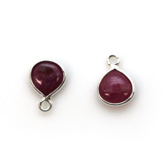 Wholesale Bezel Charm Pendant - Sterling Silver Charm - Natural Ruby -Tiny Heart Shape -7mm