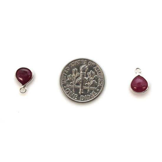 Wholesale Bezel Charm Pendant - Sterling Silver Charm - Natural Ruby -Tiny Heart Shape -7mm