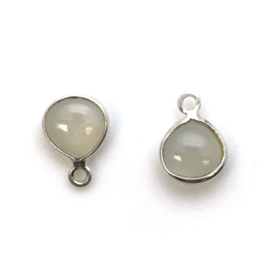 Wholesale Bezel Charm Pendant - Sterling Silver Charm - Natural Moonstone -Tiny Heart Shape -7mm