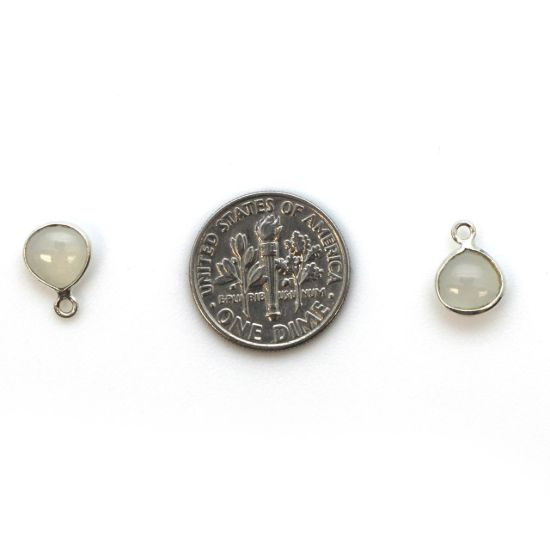 Wholesale Bezel Charm Pendant - Sterling Silver Charm - Natural Moonstone -Tiny Heart Shape -7mm