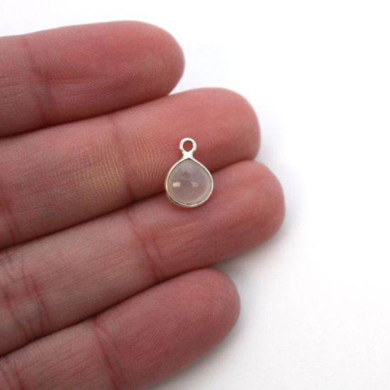 Wholesale Bezel Charm Pendant - Sterling Silver Charm - Natural Moonstone -Tiny Heart Shape -7mm