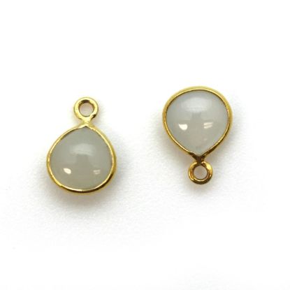 Wholesale Bezel Charm Pendant - Gold Plated Sterling Silver Charm - Natural Moonstone -Tiny Heart Shape -7mm