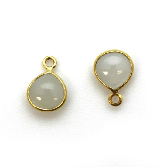 Wholesale Bezel Charm Pendant - Gold Plated Sterling Silver Charm - Natural Moonstone -Tiny Heart Shape -7mm