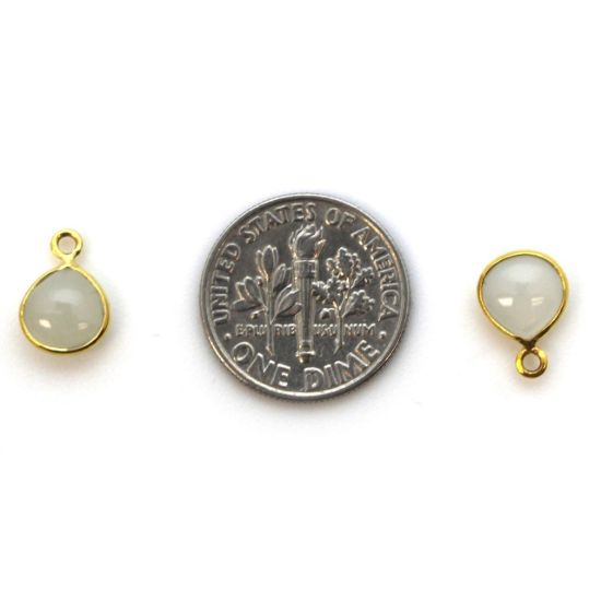 Wholesale Bezel Charm Pendant - Gold Plated Sterling Silver Charm - Natural Moonstone -Tiny Heart Shape -7mm