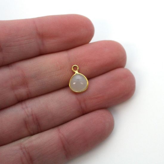 Wholesale Bezel Charm Pendant - Gold Plated Sterling Silver Charm - Natural Moonstone -Tiny Heart Shape -7mm
