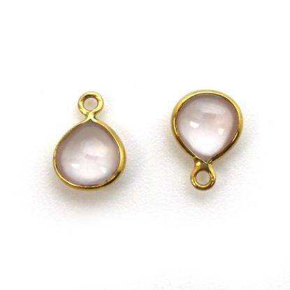 Wholesale Bezel Charm Pendant - Gold Plated Sterling Silver Charm - Natural Rose Quartz -Tiny Heart Shape -7mm