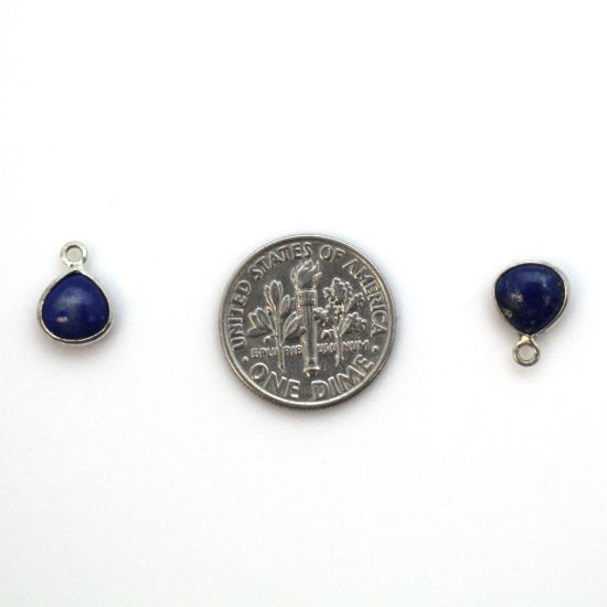 Wholesale Bezel Charm Pendant - Sterling Silver Charm - Natural Lapis Lazuli -Tiny Heart Shape -7mm