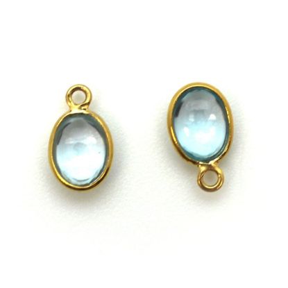 Wholesale Bezel Charm Pendant - Gold Plated Sterling Silver Charm - Natural  Sky Blue Topaz -Tiny Oval Shape