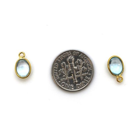 Wholesale Bezel Charm Pendant - Gold Plated Sterling Silver Charm - Natural  Sky Blue Topaz -Tiny Oval Shape